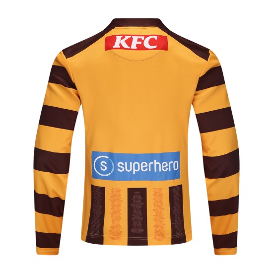 Men's Hawthorn Hawks 2025 Home Long Sleeve Centenary Guernsey Men's Hawthorn Hawks 2025 Home Long Sleeve Centenary Guernsey