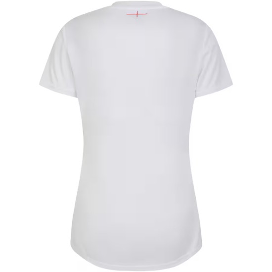 Women's England Rugby 2024/25 Third Red Roses Warm Up Shirt - White Women's England Rugby 2024/25 Third Red Roses Warm Up Shirt - White