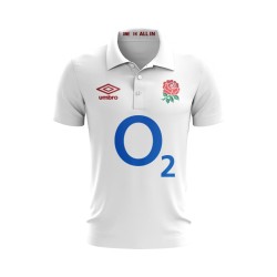 Men's England Rugby 2024/25 Third Warm Up Polo Shirt - White