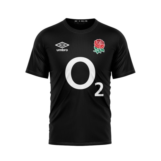 Men's England Rugby 2024/25 Third Warm Up Shirt - Black Men's England Rugby 2024/25 Third Warm Up Shirt - Black