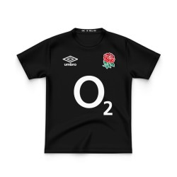 Kid's England Rugby 2024/25 Third Warm Up Shirt - Black