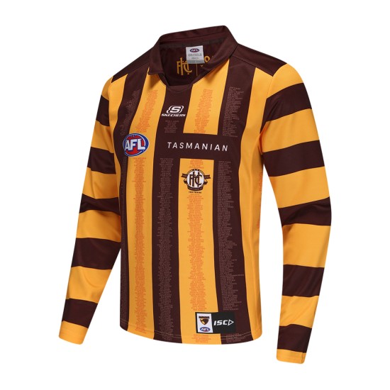 Men's Hawthorn Hawks 2025 Home Long Sleeve Centenary Guernsey Men's Hawthorn Hawks 2025 Home Long Sleeve Centenary Guernsey