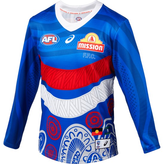 Men's Western Bulldogs 2024 Third Long Sleeve Indigenous Guernsey Men's Western Bulldogs 2024 Third Long Sleeve Indigenous Guernsey