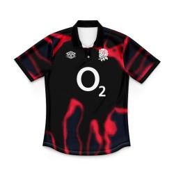 Kid's England Rugby 2024/25 Third Warm Up Polo Shirt - Heatmap