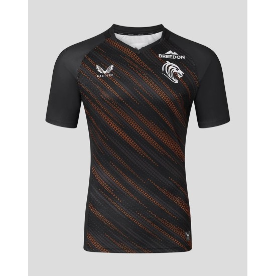 Kid's Leicester Tigers 2025/26 Third Warm Up Shirt - Black Kid's Leicester Tigers 2025/26 Third Warm Up Shirt - Black