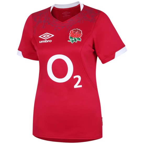 Women's England Rugby 2024/25 Third Red Roses Warm Up Shirt - Red Women's England Rugby 2024/25 Third Red Roses Warm Up Shirt - Red