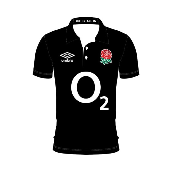 Men's England Rugby 2024/25 Third Warm Up Polo Shirt - Black Men's England Rugby 2024/25 Third Warm Up Polo Shirt - Black